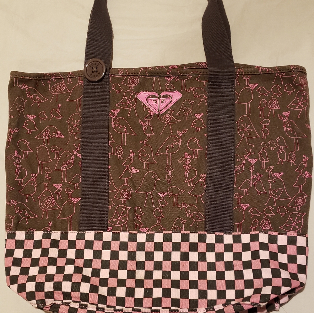 Roxy small brown and pink tote